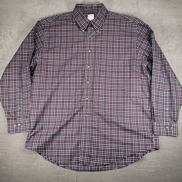 Brooks Brothers‎ Button Down Shirt Regular Fit Non-Iron Plaid XL - Picture 1 of 12